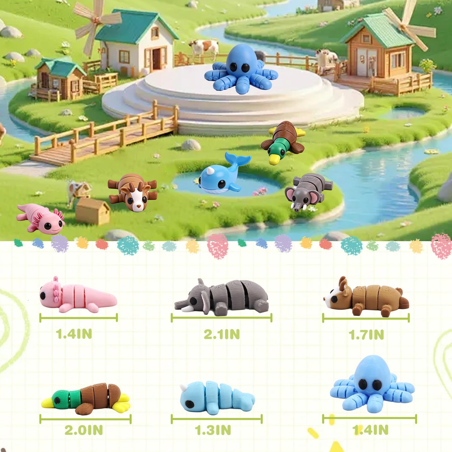 VABAO 3D-Printed Animal Figurines – Articulated Desk Pets & Fidget Toys