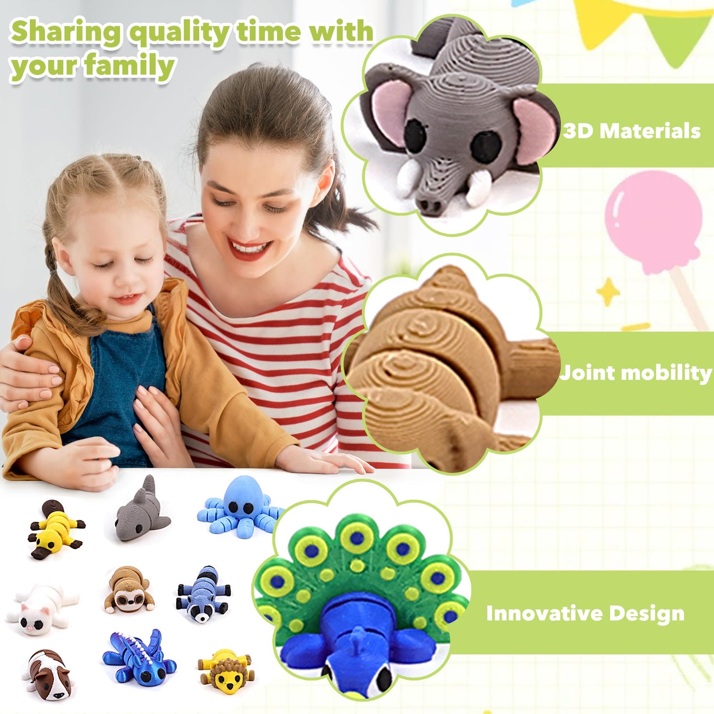 VABAO 3D-Printed Animal Figurines – Articulated Desk Pets & Fidget Toys
