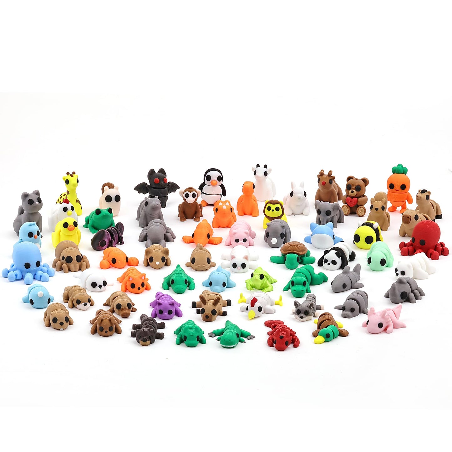 VABAO 65 PCS 3D Printed Animal Figurines Set | Articulated Desk Decor & Fidget Toys