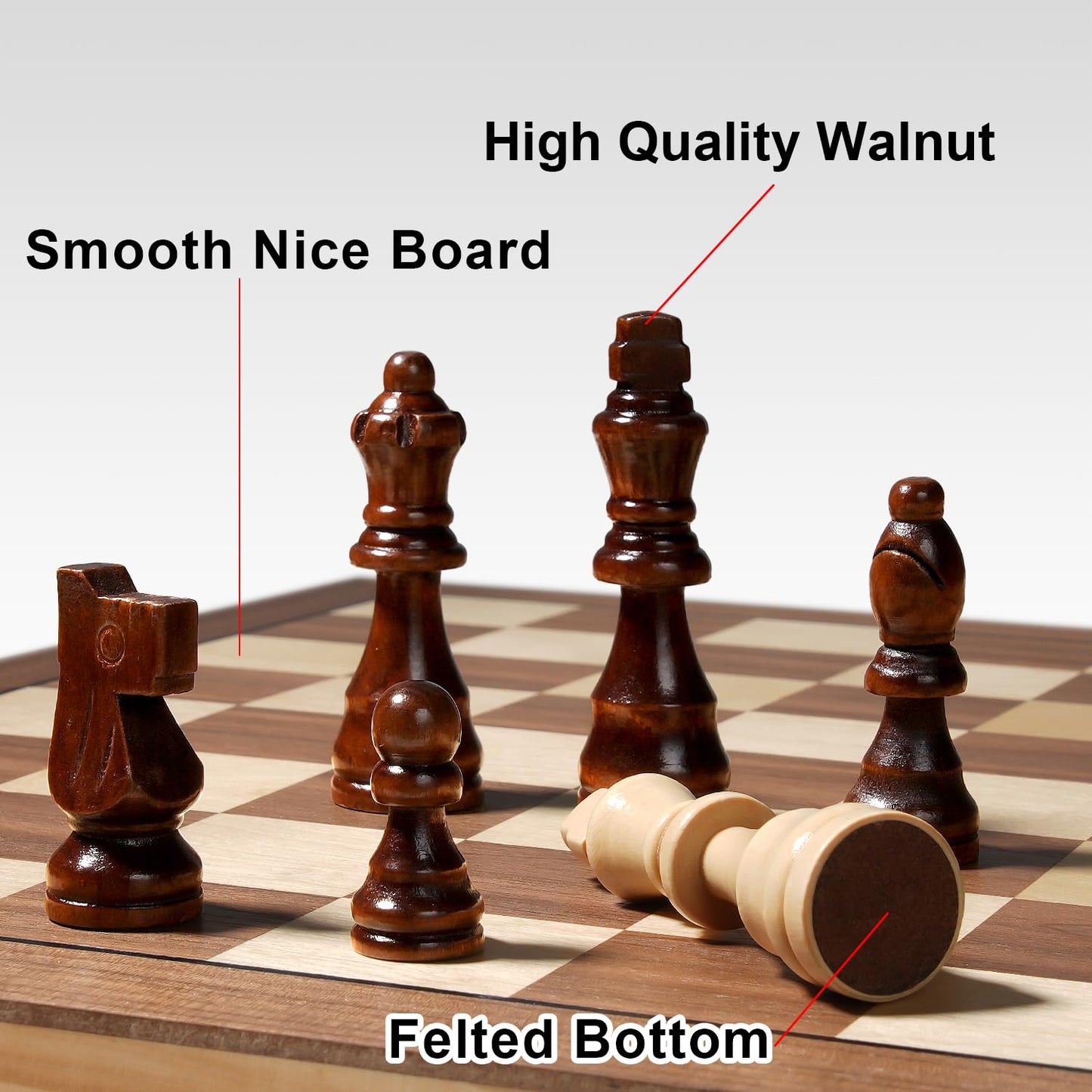 Vahome 17-Inch Magnetic Chess Set — Foldable Wooden Board for Adults & Kids