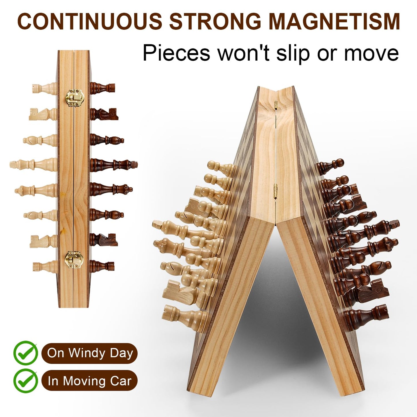 Vahome 17-Inch Magnetic Chess Set — Foldable Wooden Board for Adults & Kids
