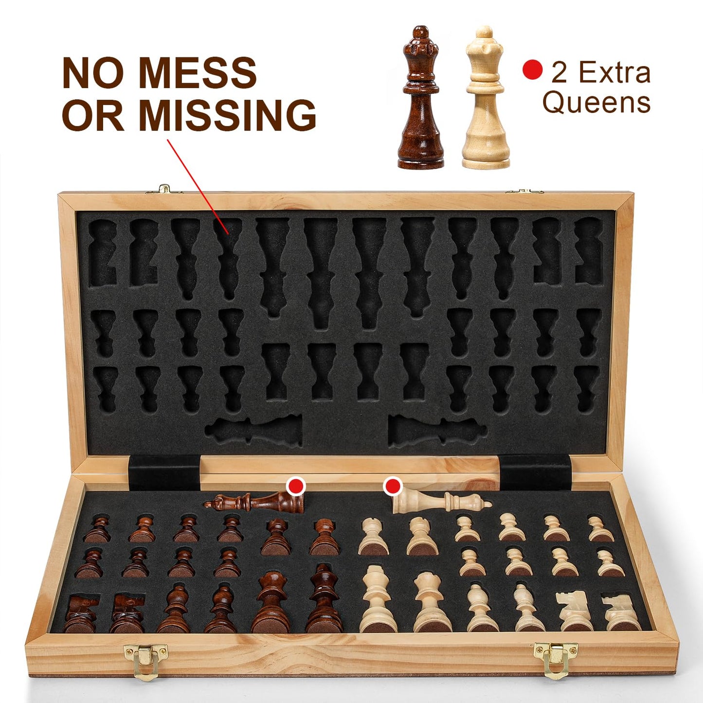 Vahome 17-Inch Magnetic Chess Set — Foldable Wooden Board for Adults & Kids