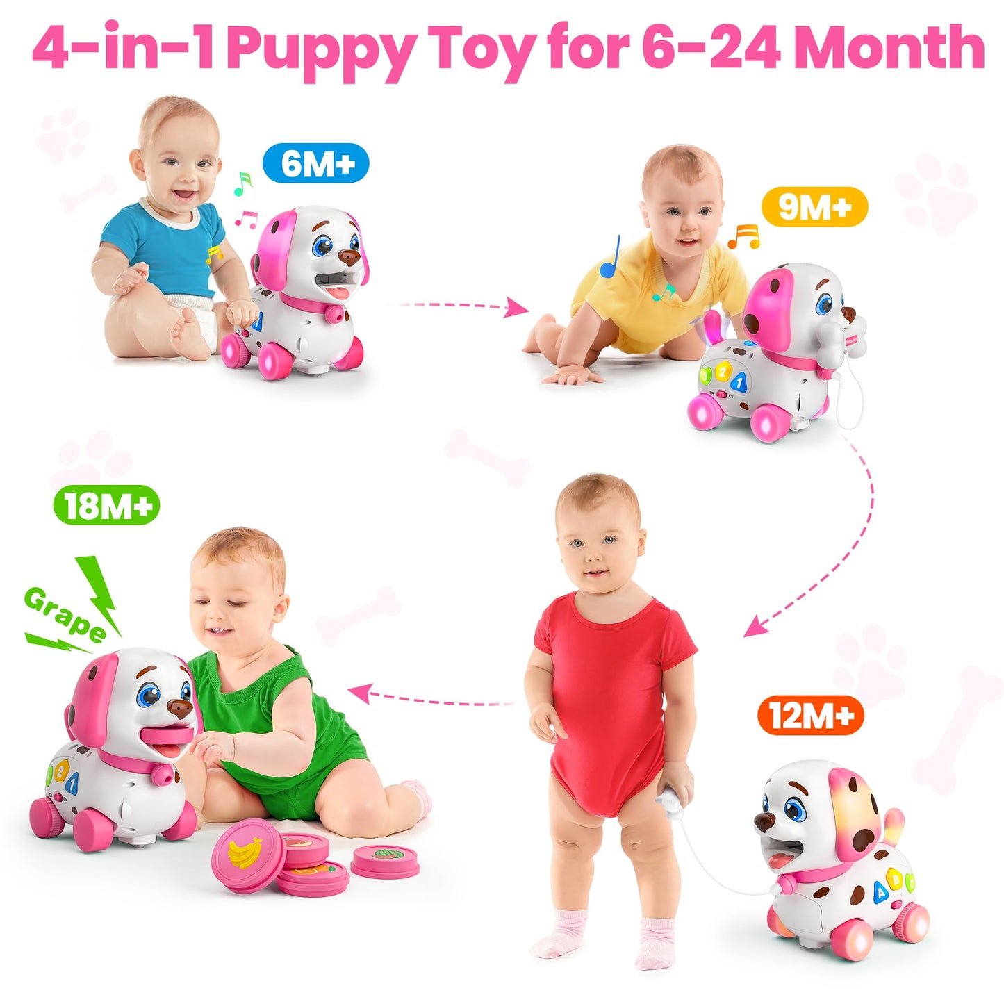 Vahome 4-in-1 Musical Puppy Toy for 6-18 Months | Educational Baby Toy & First Birthday Gift