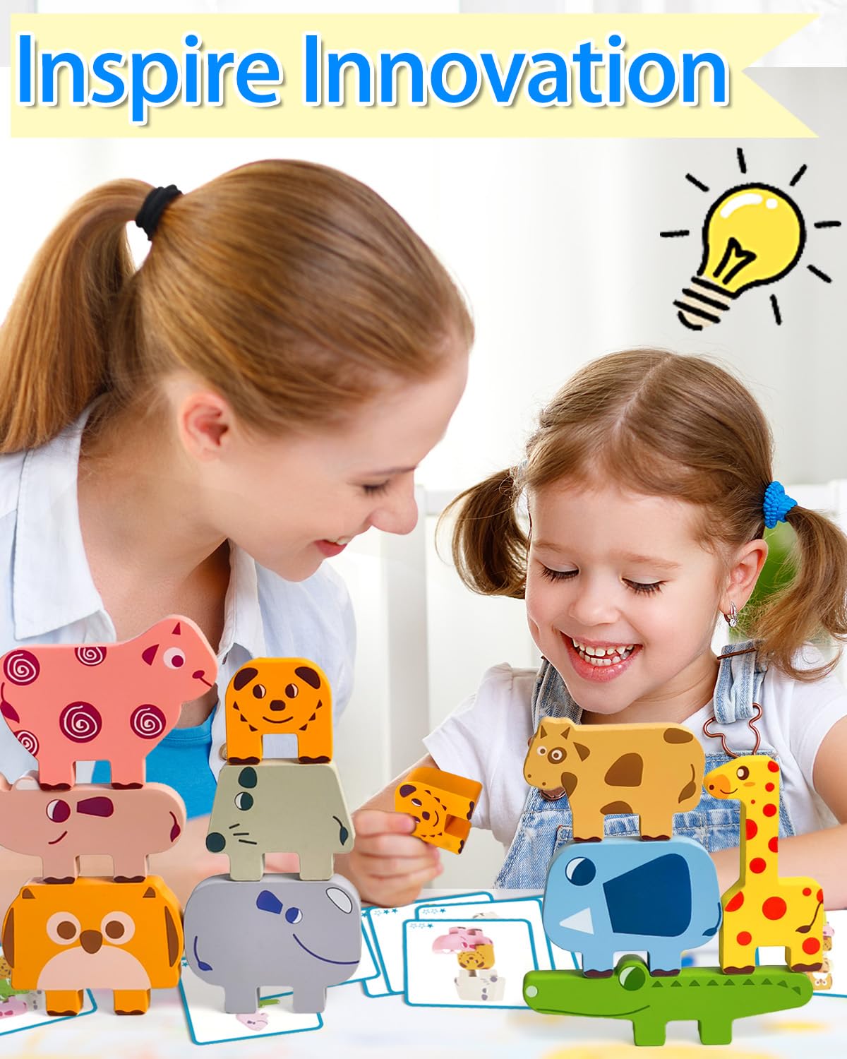 Vaiheng Wooden Animal Blocks – Montessori Toddler Toys for Ages 1-4, Sorting & Stacking Puzzle