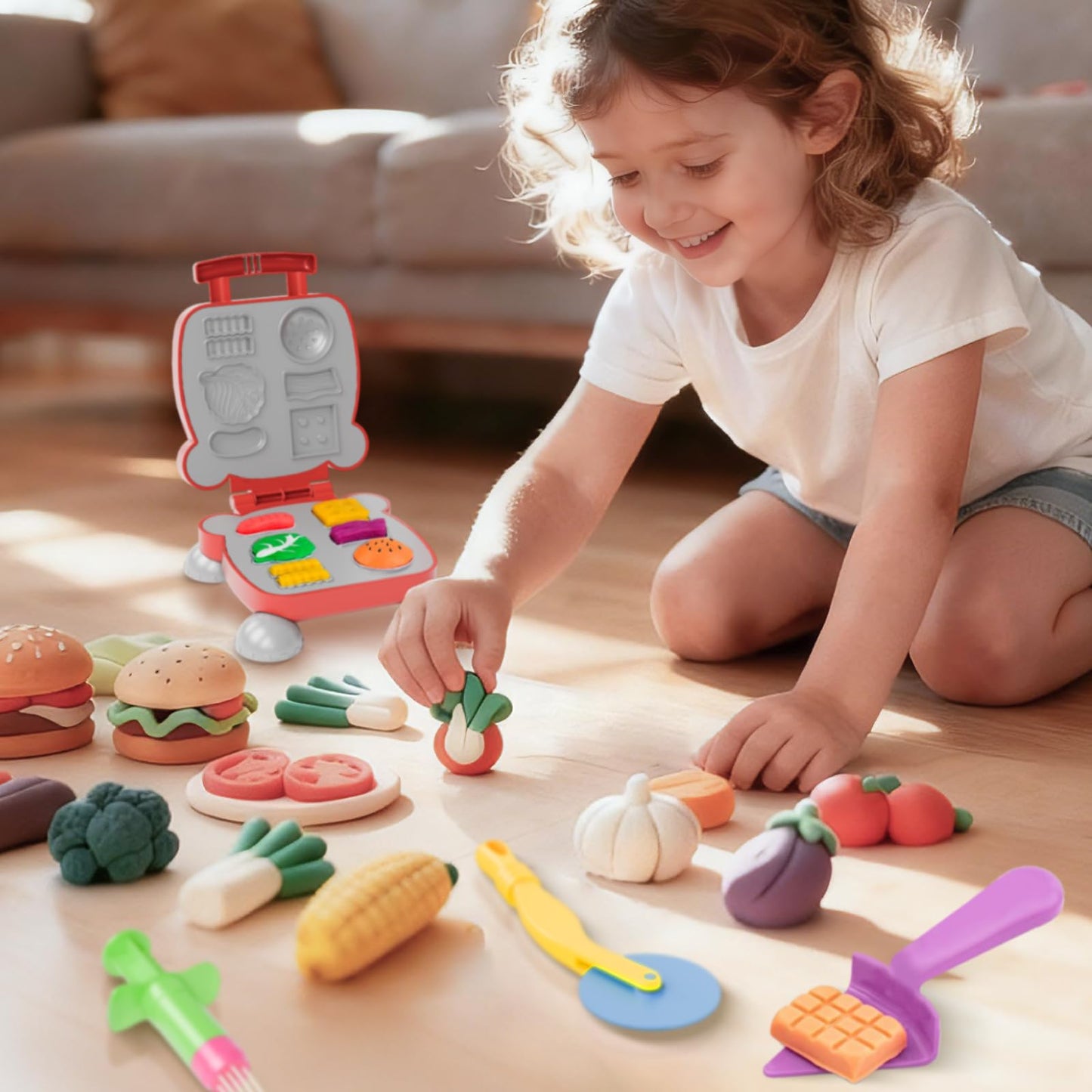 Vaike kauss Dough Tools for Kids – 41-Piece Play Food Molds, Roller & More