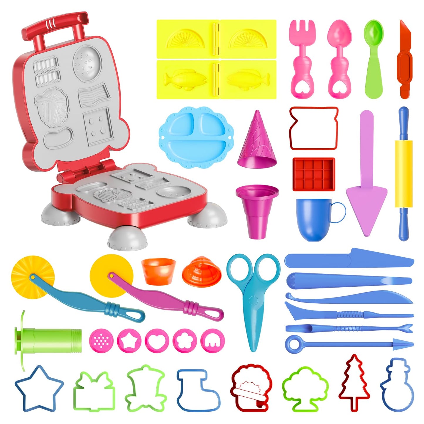 Vaike kauss Dough Tools for Kids – 41-Piece Play Food Molds, Roller & More