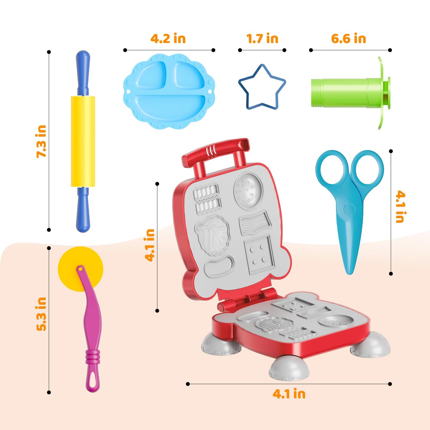 Vaike kauss Dough Tools for Kids – 41-Piece Play Food Molds, Roller & More