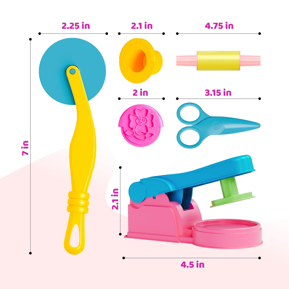 Vaike Kauss Dough Tools for Kids – 50-Piece Playdough Set with Roller, Molds, Cutters, Stamps, Dough Mat & Storage Bag