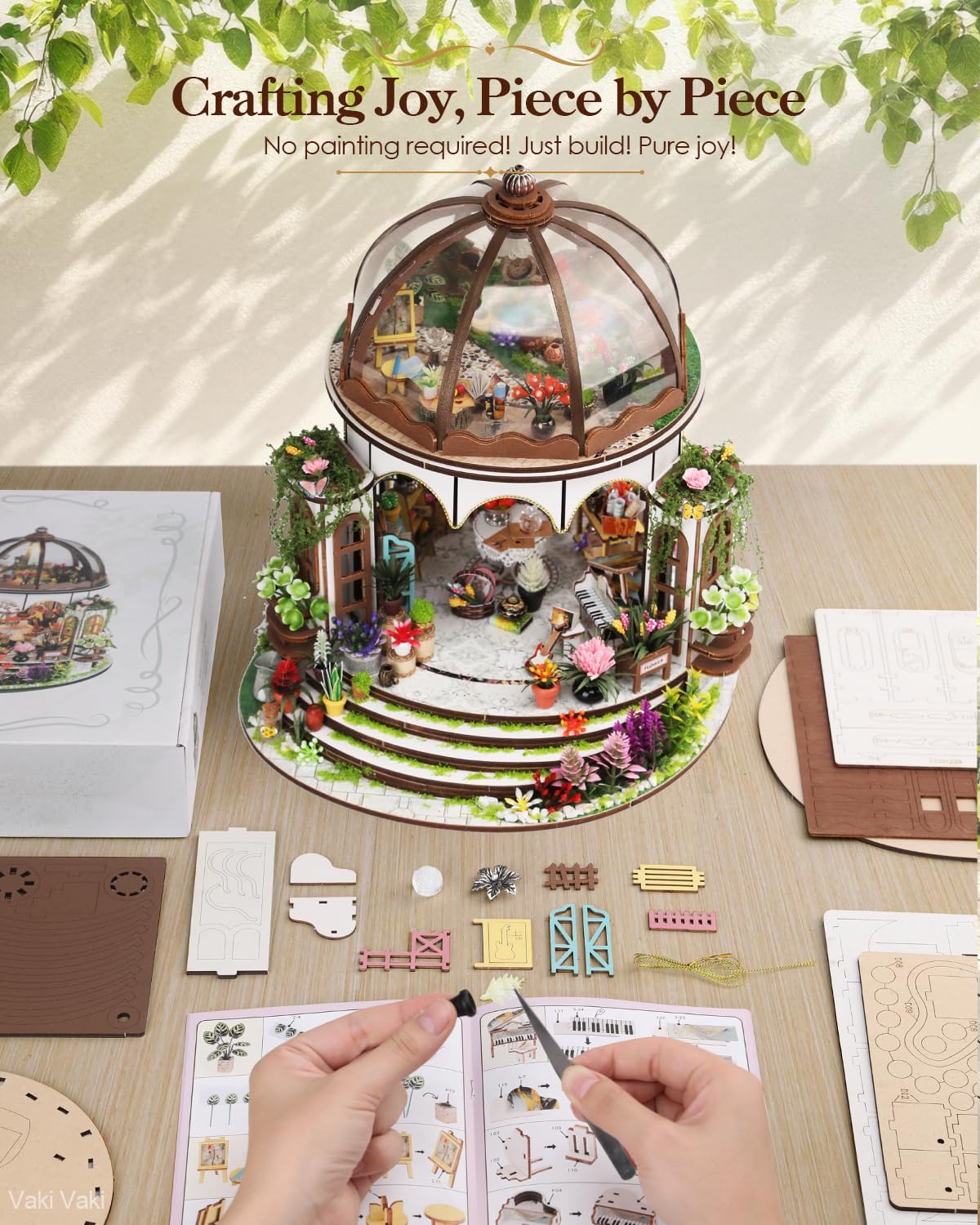 Vaki Vaki [2026 New] Hanging Garden Miniature House Kit with LED Light — Book Nook 3D Puzzle for Gifts