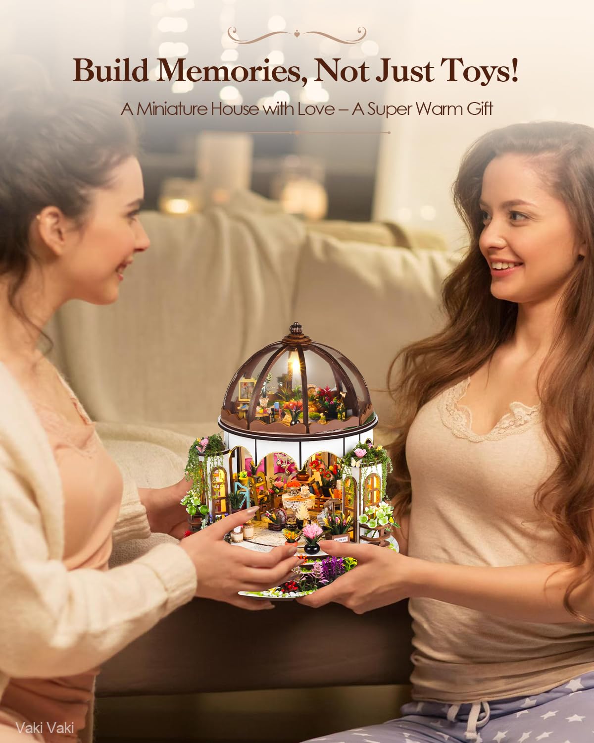 Vaki Vaki [2026 New] Hanging Garden Miniature House Kit with LED Light — Book Nook 3D Puzzle for Gifts