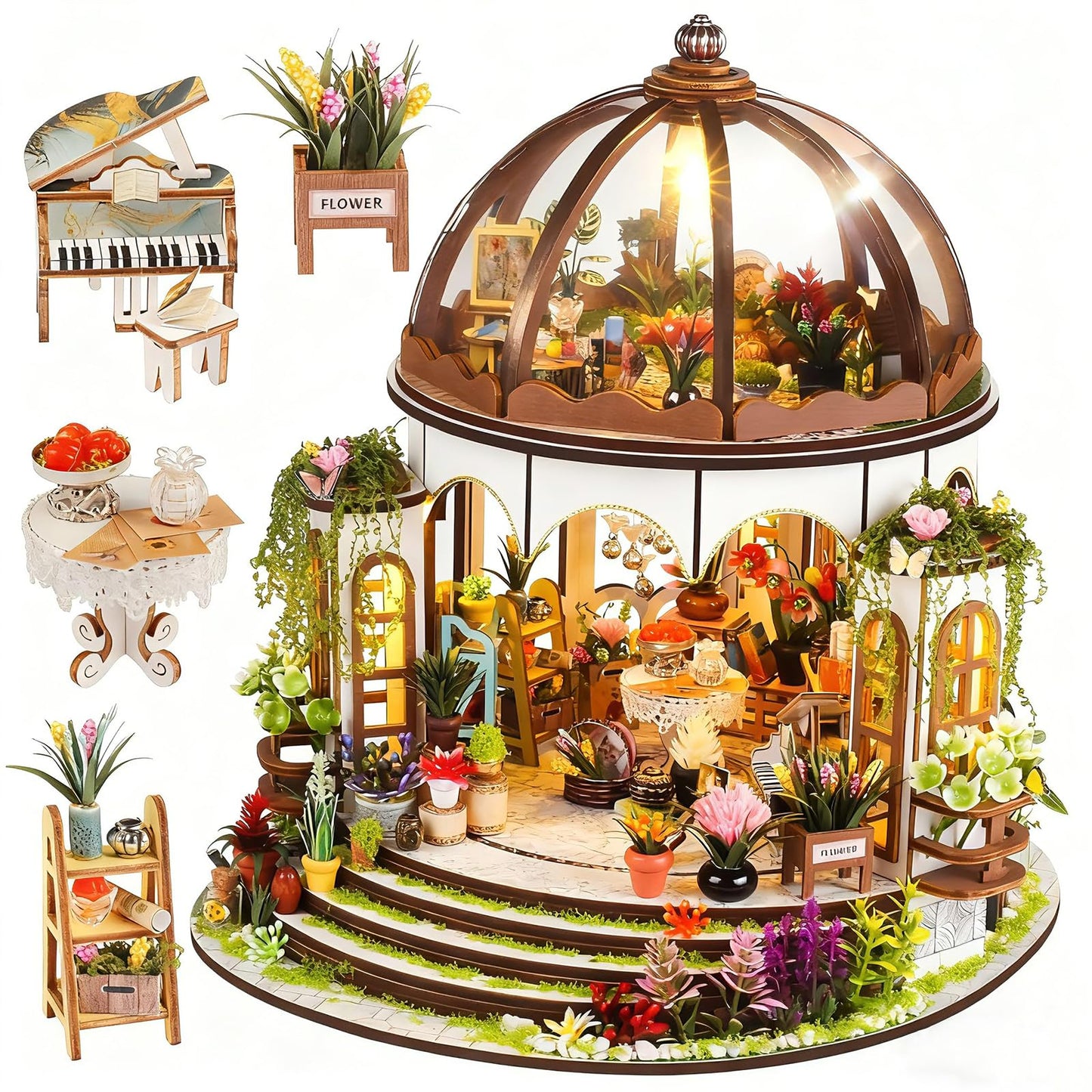 Vaki Vaki [2026 New] Hanging Garden Miniature House Kit with LED Light — Book Nook 3D Puzzle for Gifts
