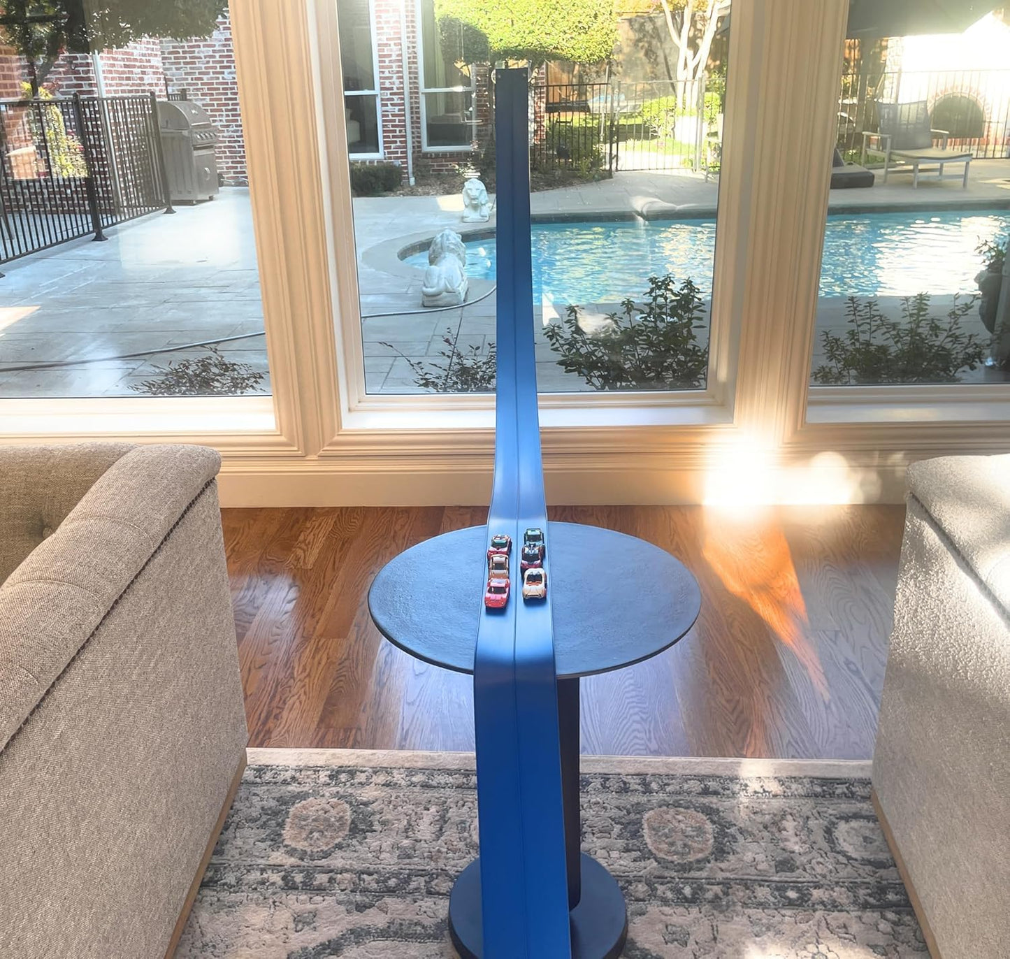 Valchemist FlexTrack 5000 – 15 ft Flexible Race Track with Suction Cups, Hot Wheels/1:64 Compatible, Rolls Up (Racing Blue)