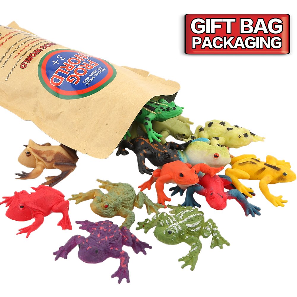 ValeforToy Mini Rubber Frog Sets — Non-Toxic 2-Inch Stretchy Toys in Gift Bag