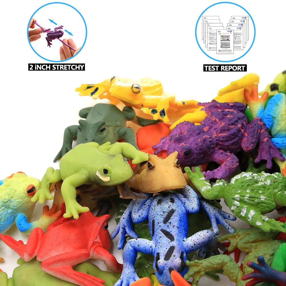 ValeforToy Mini Rubber Frog Sets — Non-Toxic 2-Inch Stretchy Toys in Gift Bag