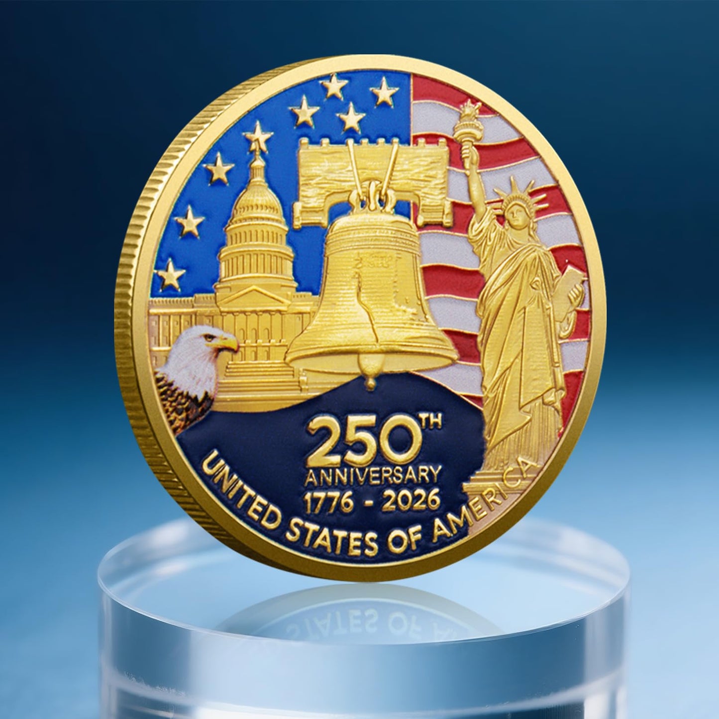 Valorforge Collectibles 250th Anniversary Coin – Golden Flag & Liberty Bell
