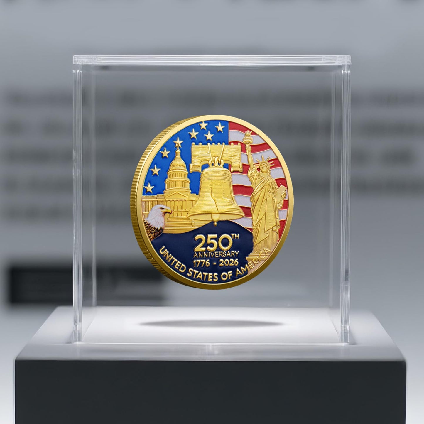 Valorforge Collectibles 250th Anniversary Army Coin – Golden Flag & Liberty Bell Design (5PCS)
