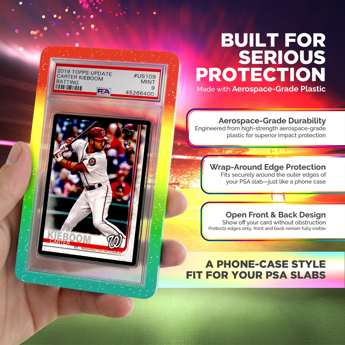 VALUN PSA Slab Bumper 10-Pack (Sparkle Mania Limited Edition) – Hard TPU Protector for PSA Slabs