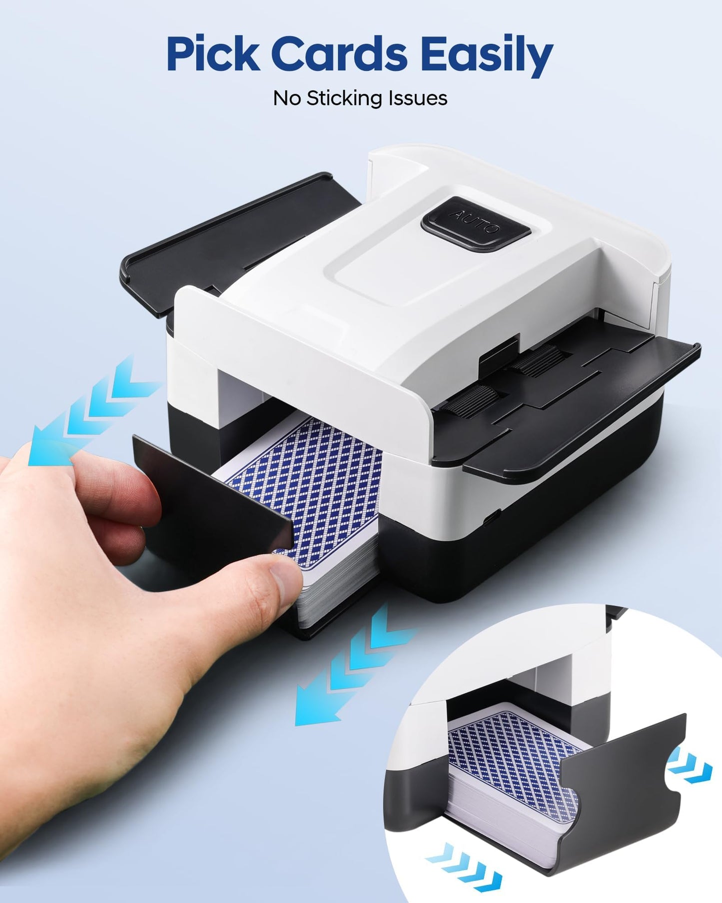 VAMODI Automatic Card Shuffler for 1–2 Decks – Auto Mode, Low Noise, USB-C Rechargeable