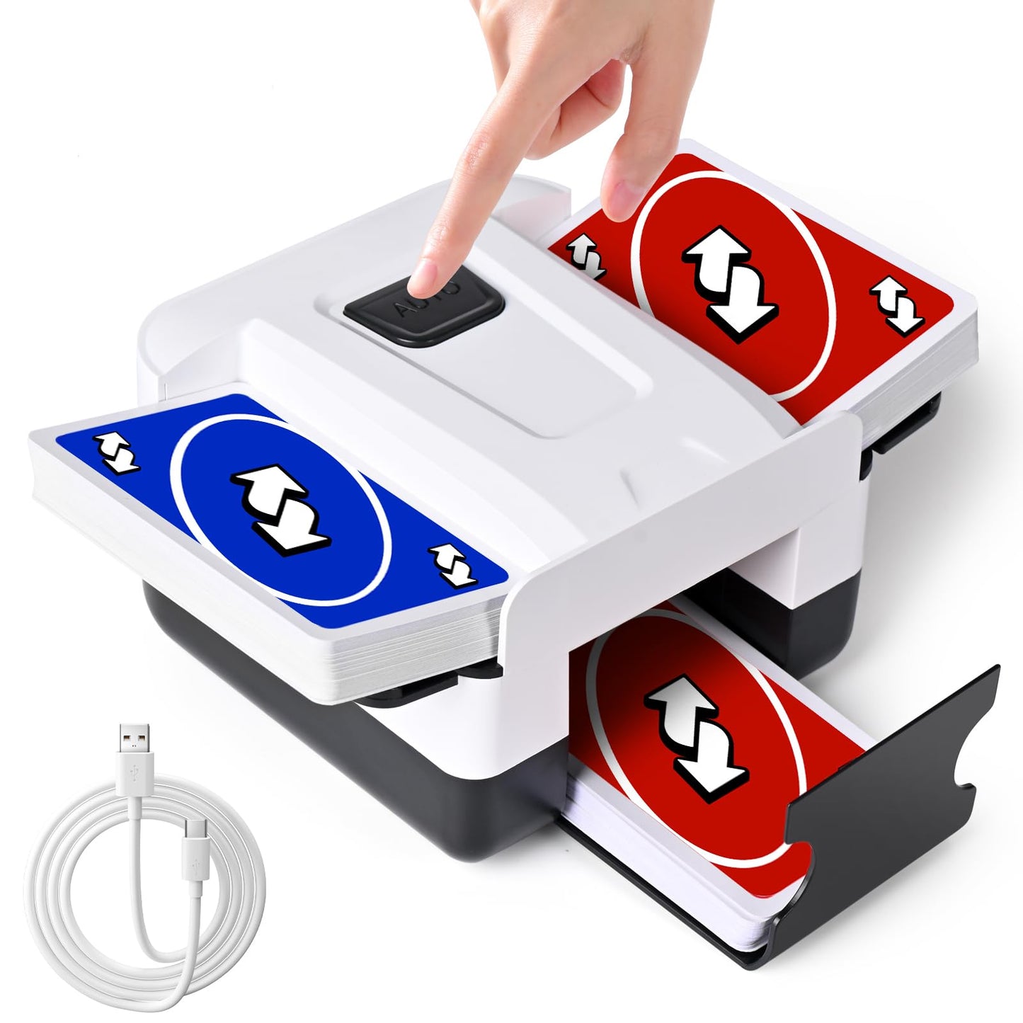 VAMODI Automatic Card Shuffler for 1–2 Decks – Auto Mode, Low Noise, USB-C Rechargeable