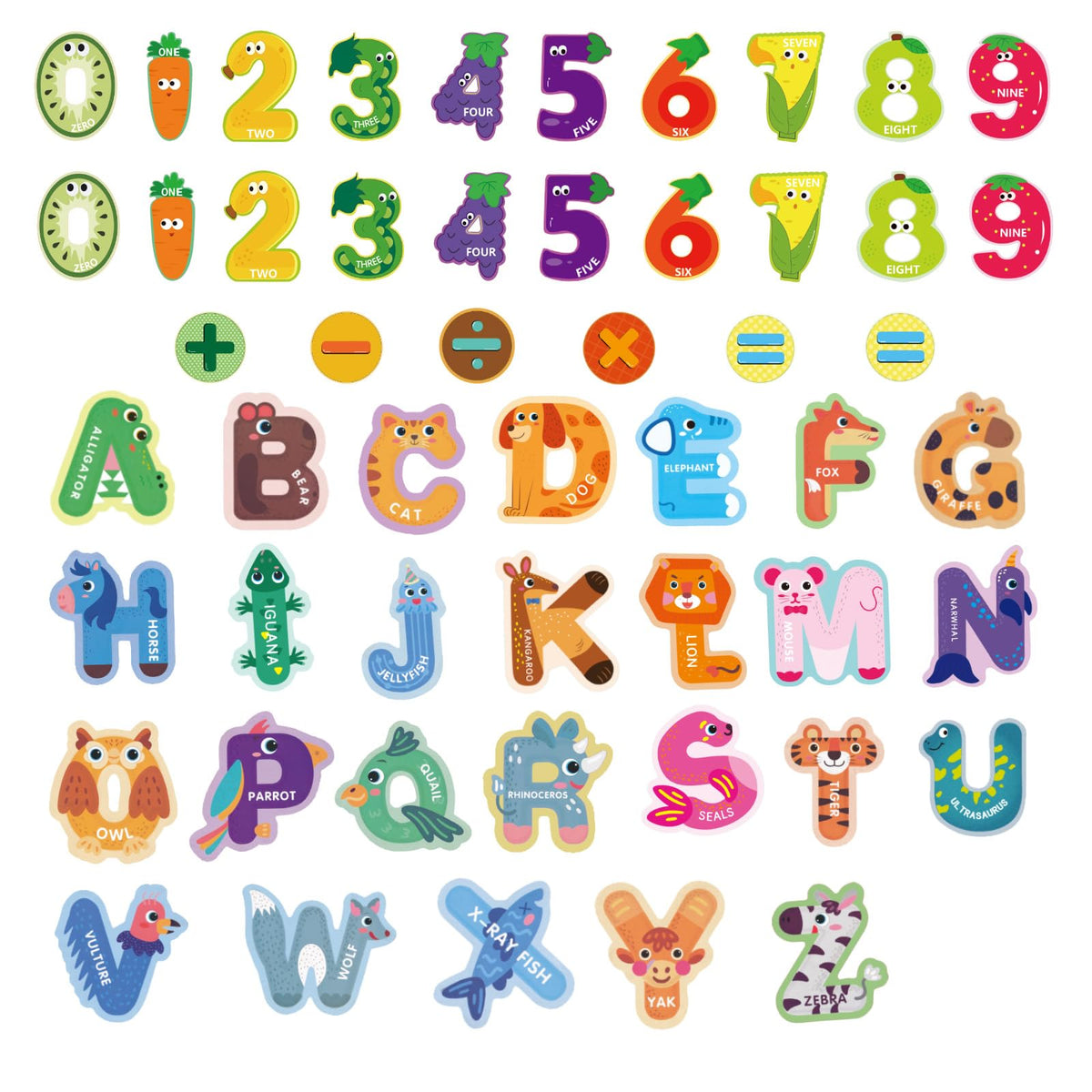 VAMOVISON 52PCS Magnetic Letters & Numbers for Toddlers – Animal ABC Fridge Magnets