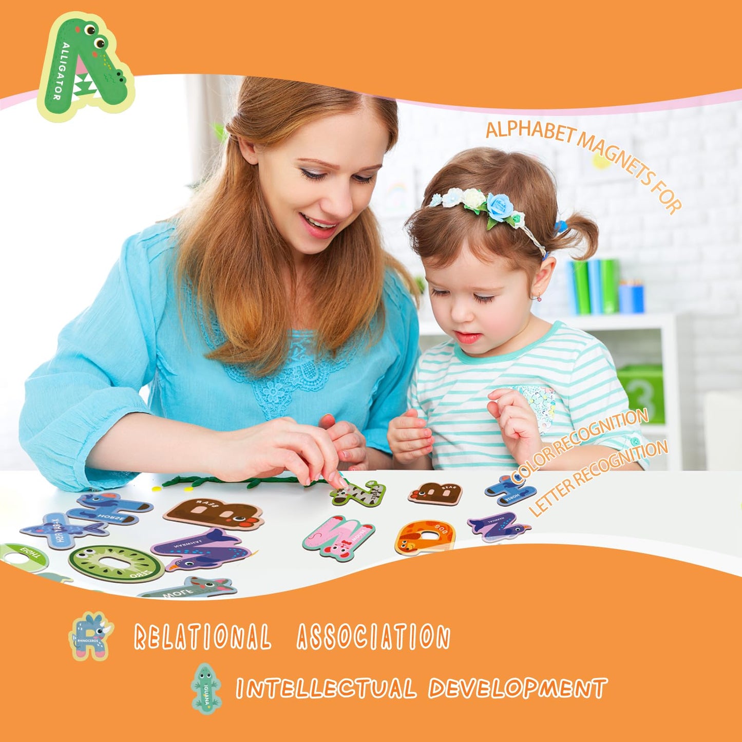 VAMOVISON 52PCS Magnetic Letters & Numbers for Toddlers – Animal ABC Fridge Magnets