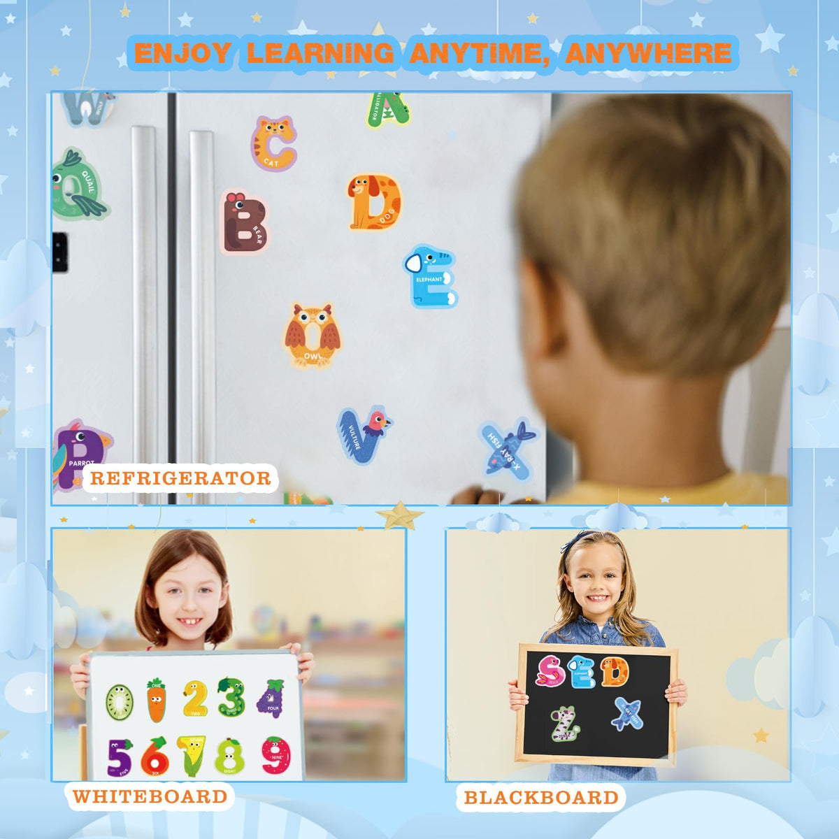 VAMOVISON 52PCS Magnetic Letters & Numbers for Toddlers – Animal ABC Fridge Magnets
