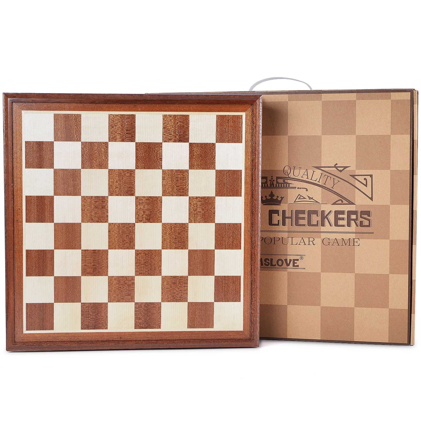 VAMSLOVE 15-Inch Deluxe Chess & Checkers Set with Storage – Wooden 2-in-1, 3-Inch King, 2 Extra Queens