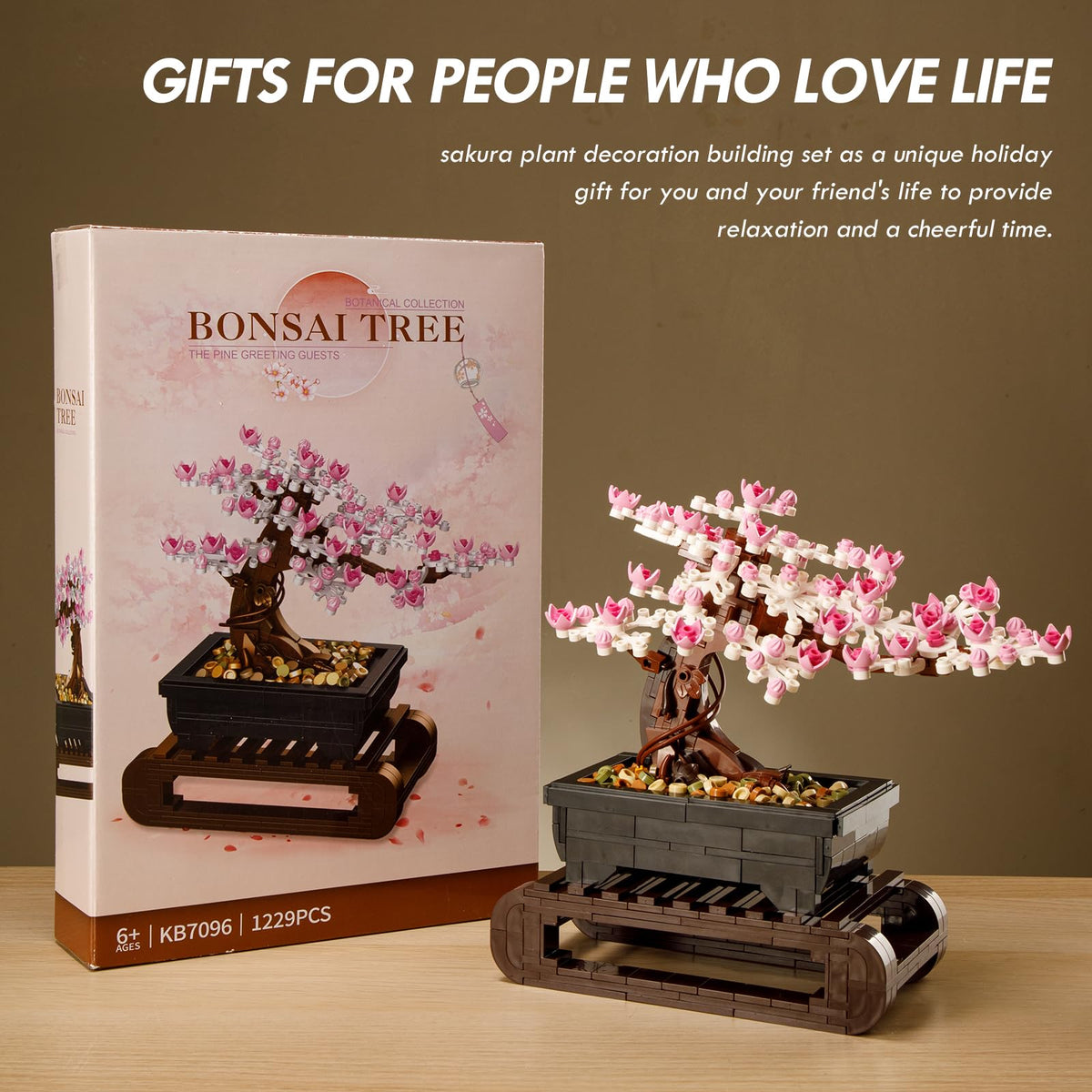 Vamuss 3-in-1 Lego Bonsai Tree Building Set — Cherry Blossom for Adults