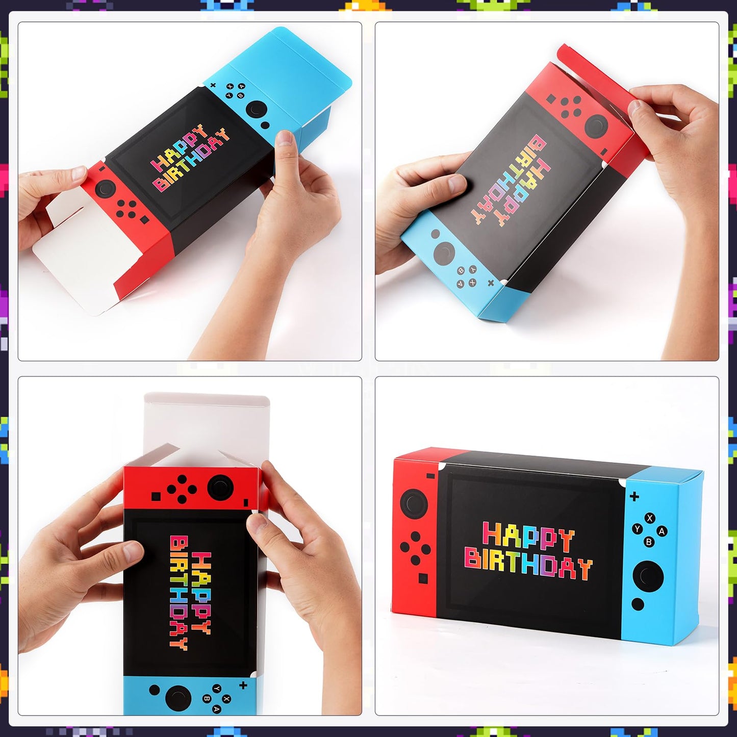 Vanblue 122pcs Video Game Party Favors – Gift Boxes, VIP Passes, Keychains & Tattoos