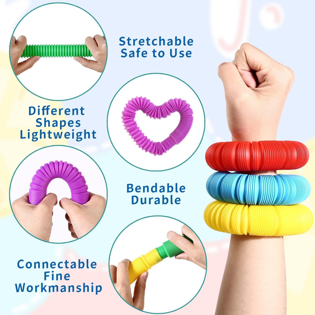 Vanblue Large 8-Piece Pop Tubes – Sensory Fidget Toys for Kids & Adults