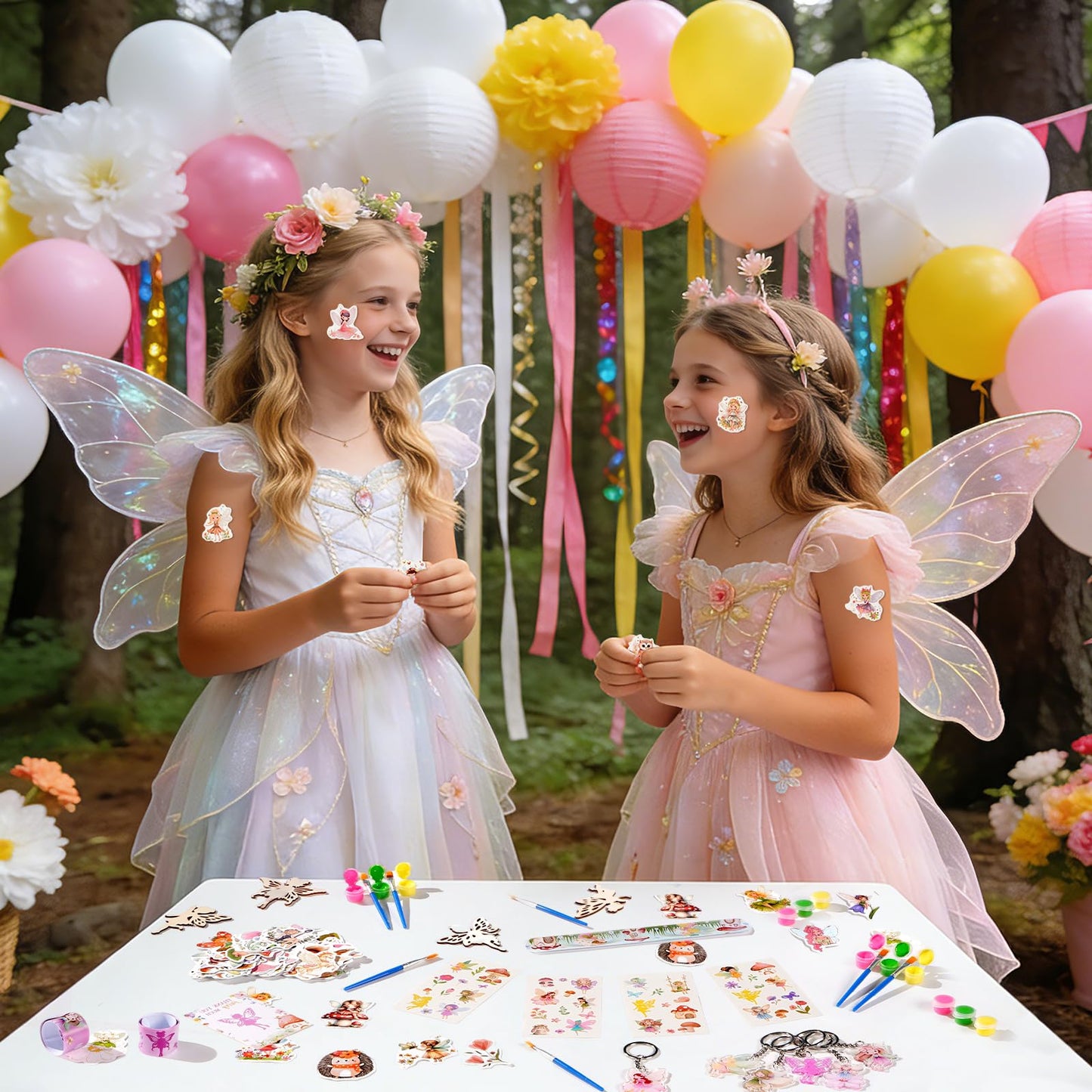 Vanblue 140 Pcs Fairy Party Favors – Floral Fairy Theme Birthday Decorations & DIY Craft Kits
