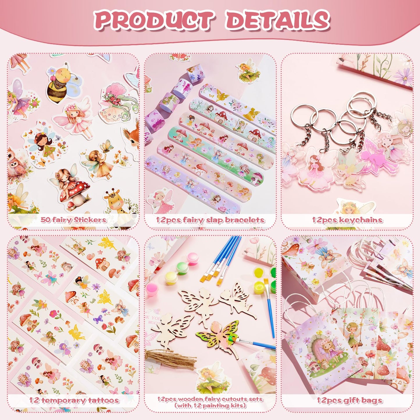 Vanblue 140 Pcs Fairy Party Favors – Floral Fairy Theme Birthday Decorations & DIY Craft Kits