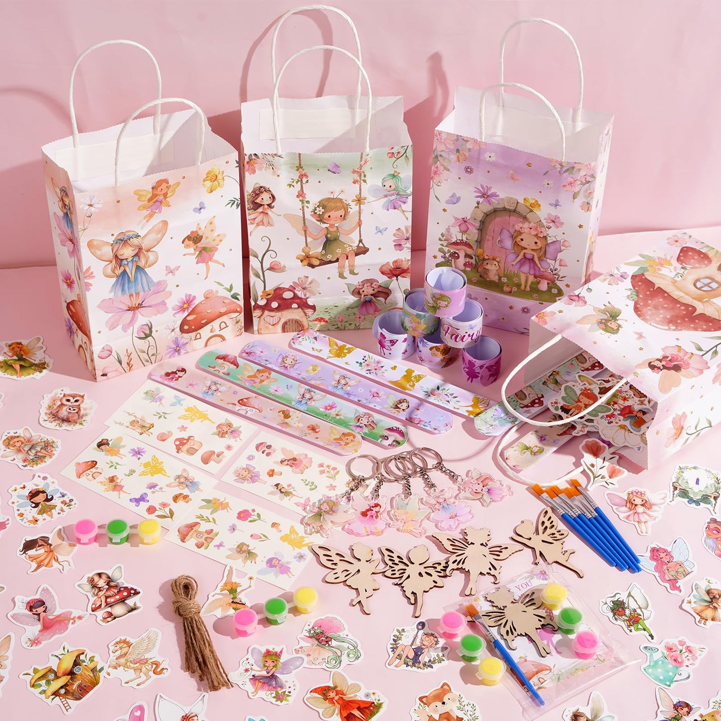 Vanblue 140 Pcs Fairy Party Favors – Floral Fairy Theme Birthday Decorations & DIY Craft Kits