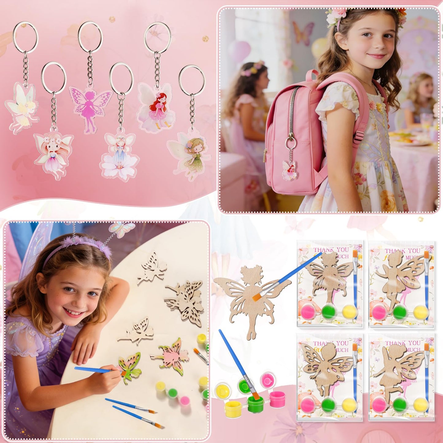 Vanblue 140 Pcs Fairy Party Favors – Floral Fairy Theme Birthday Decorations & DIY Craft Kits