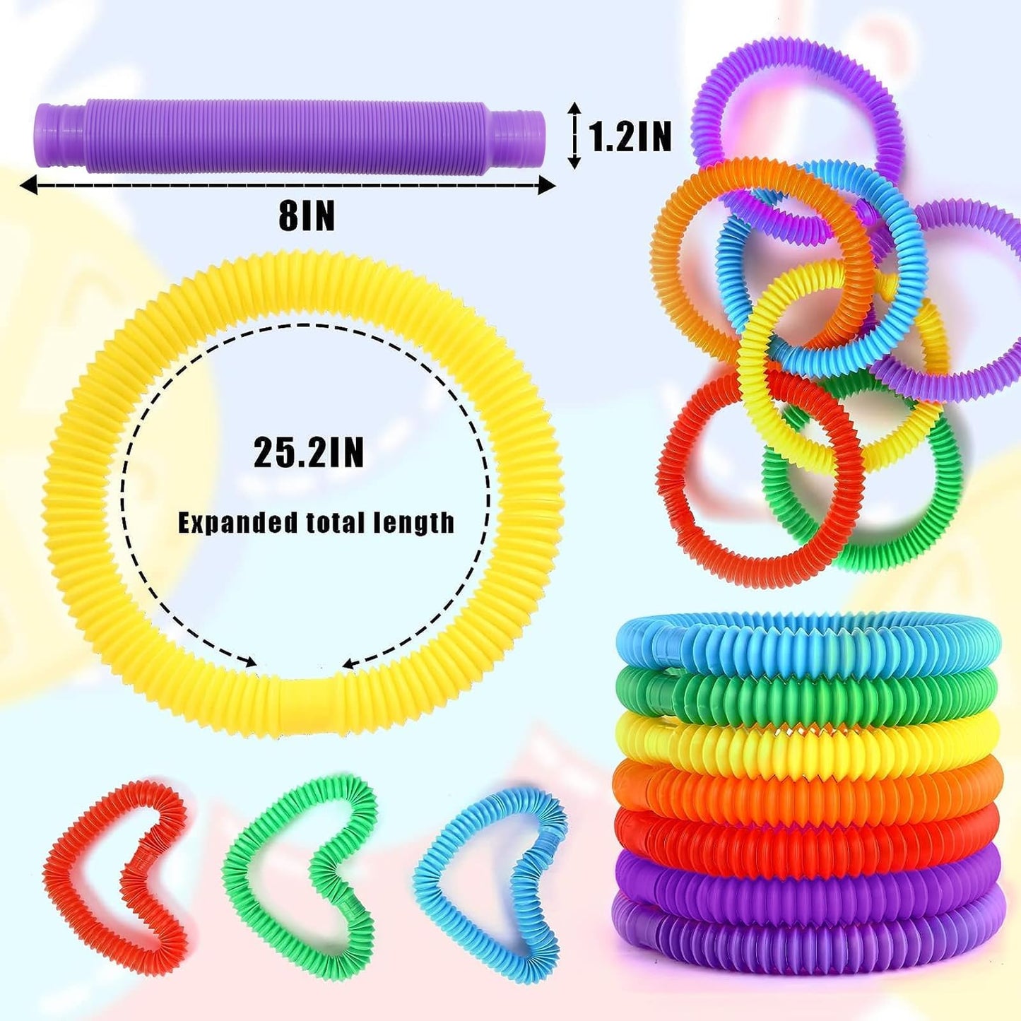 Vanblue Large 8-Piece Pop Tubes – Sensory Fidget Toys for Kids & Adults