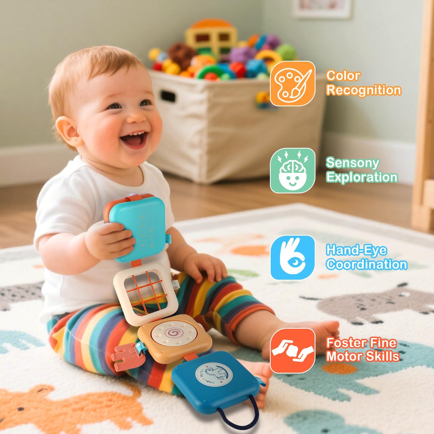 Vanchief Busy Board 8-in-1 Montessori Toy for 1 Year Olds | Travel-Friendly