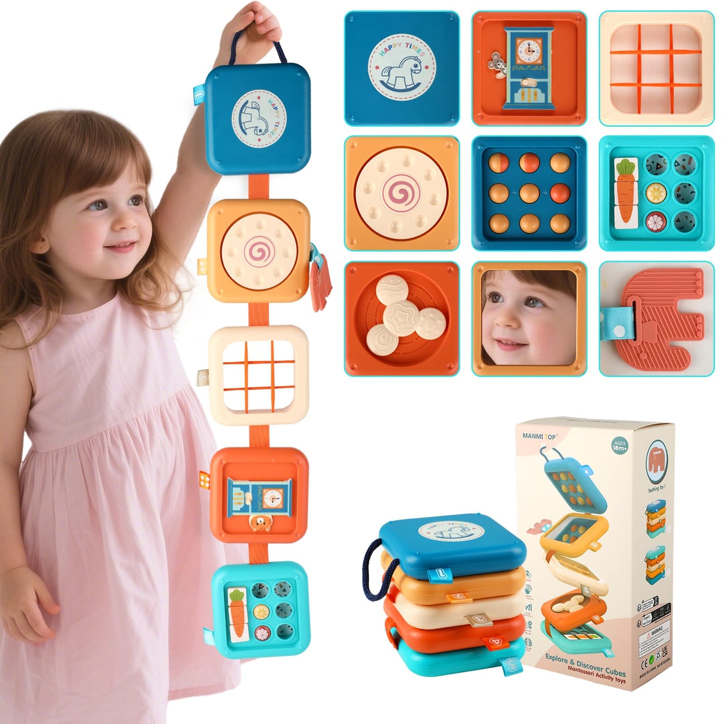 Vanchief Busy Board 8-in-1 Montessori Toy for 1 Year Olds | Travel-Friendly