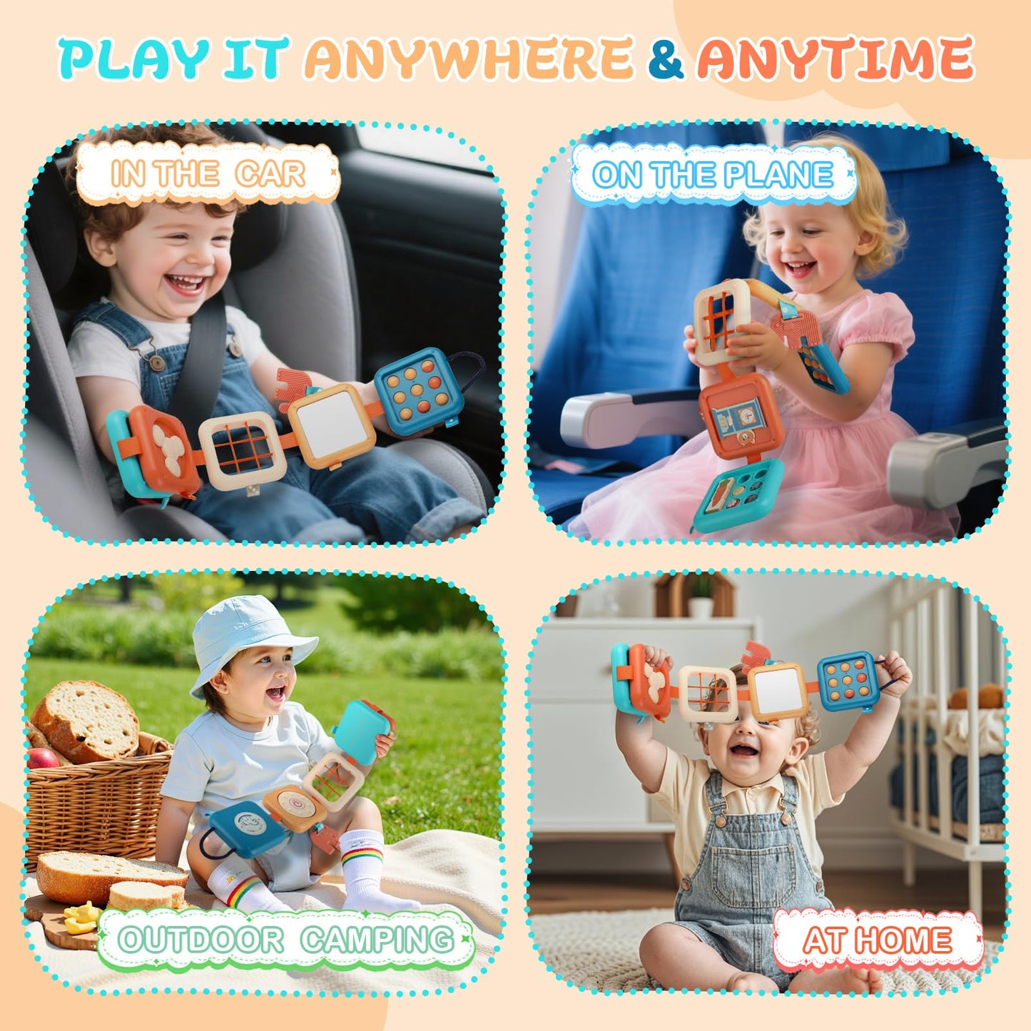 Vanchief Busy Board 8-in-1 Montessori Toy for 1 Year Olds | Travel-Friendly
