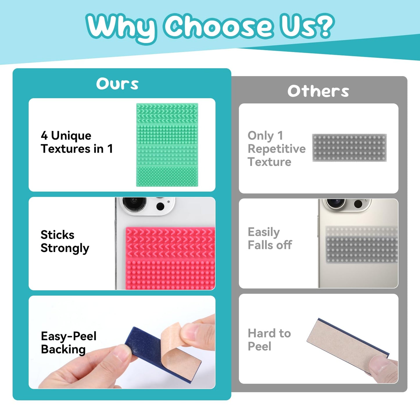 Vanelioris Sensory Stickers – 8 Pack Silicone Calm Strips for Focus & Calm