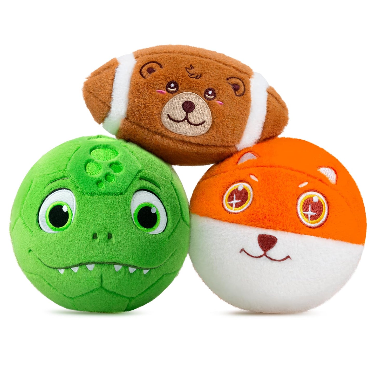 VangeBow 3 Pack Soft Plush Sports Balls for Toddlers | 5in Soccer & Basketball, 6.5in Football