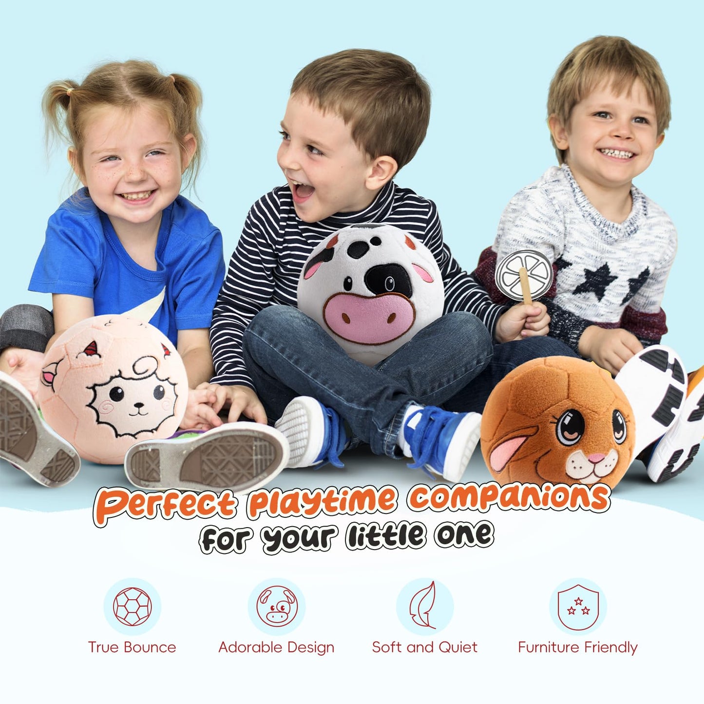 VangeBow Silent Indoor Cow Plush Soccer Ball for Toddlers 1-3 | Soft, Lightweight Play