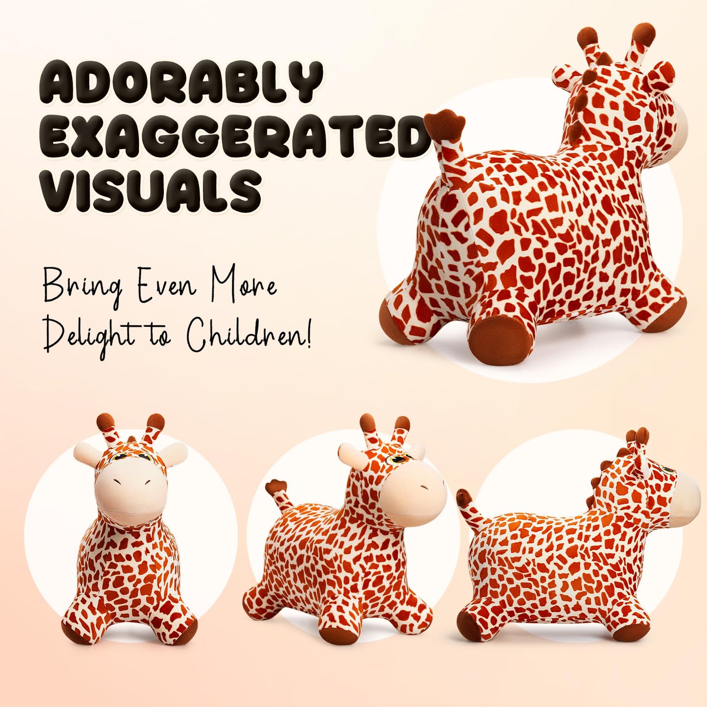 VangeBow Giraffe Bouncy Horse Toy for Toddlers – Indoor/Outdoor Hop Toy with Pump Included