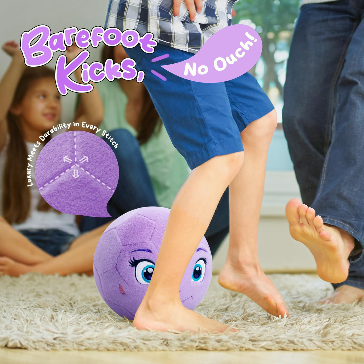 VangeBow Silent Indoor Plush Unicorn Soccer Ball for Toddlers 1-3 — Lightweight, Quiet, Pump Included