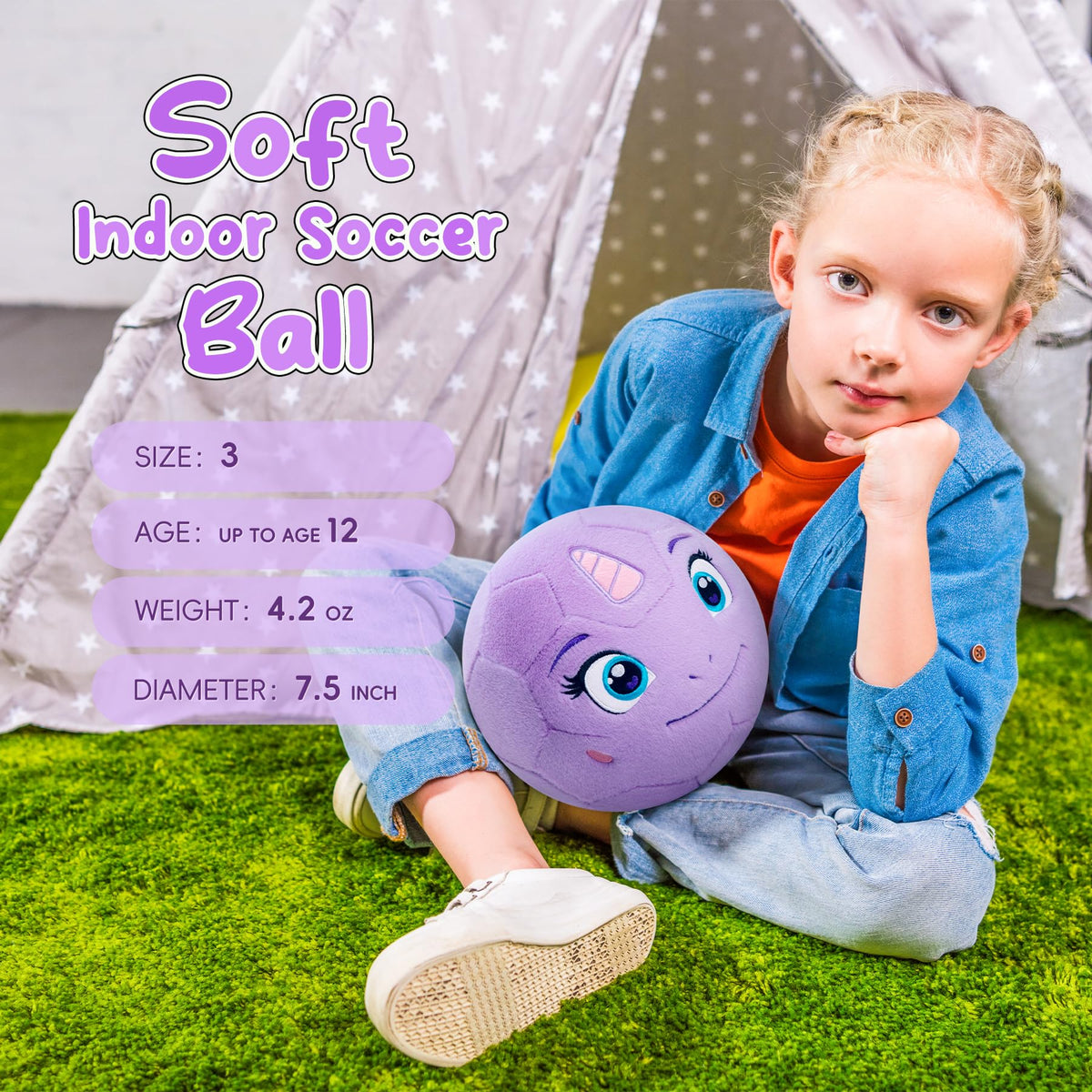 VangeBow Silent Indoor Plush Unicorn Soccer Ball for Toddlers 1-3 — Lightweight, Quiet, Pump Included