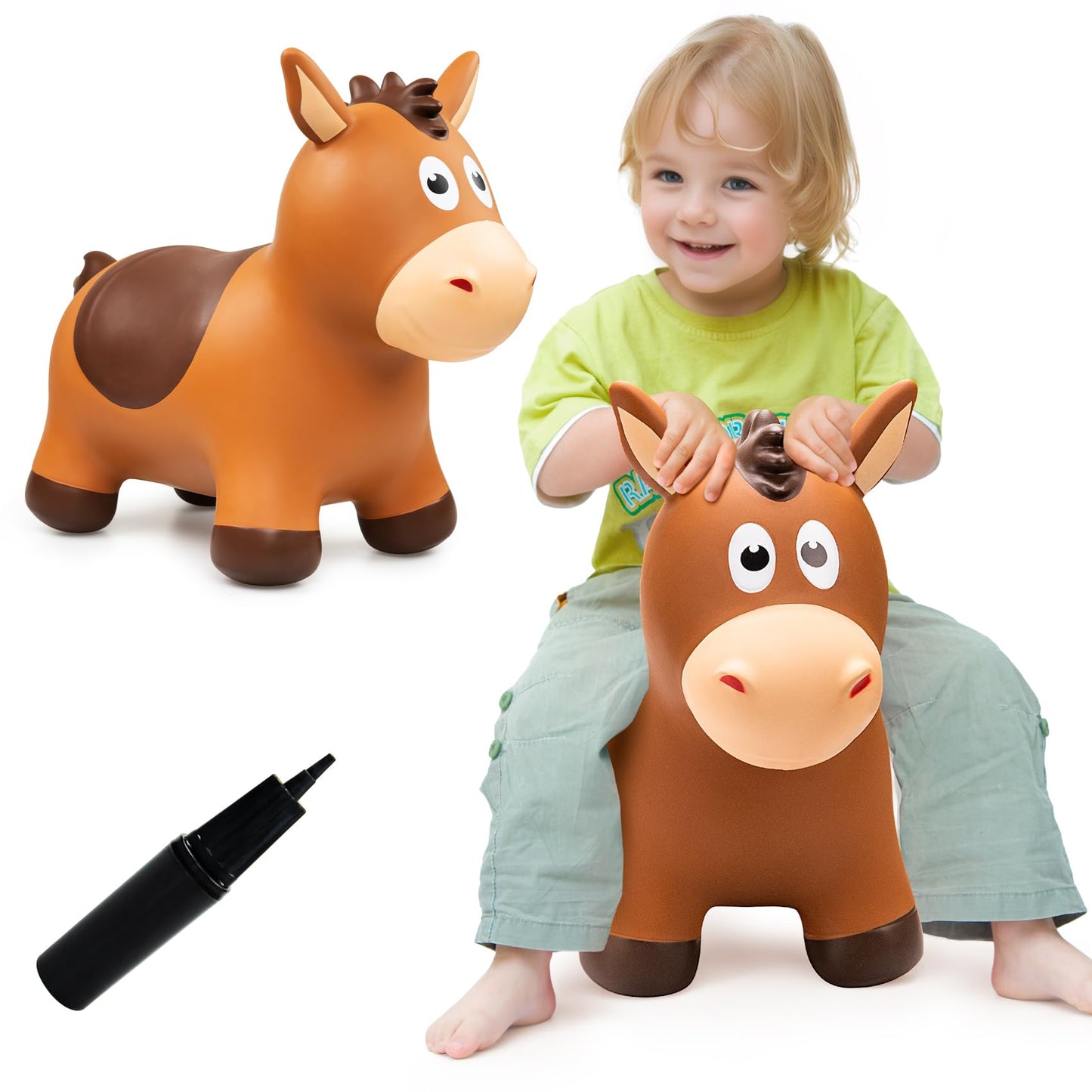 VangeBow Bouncy Horse for Toddlers 1-3 – Inflatable Ride-On Toy with Pump | Indoor & Outdoor Fun