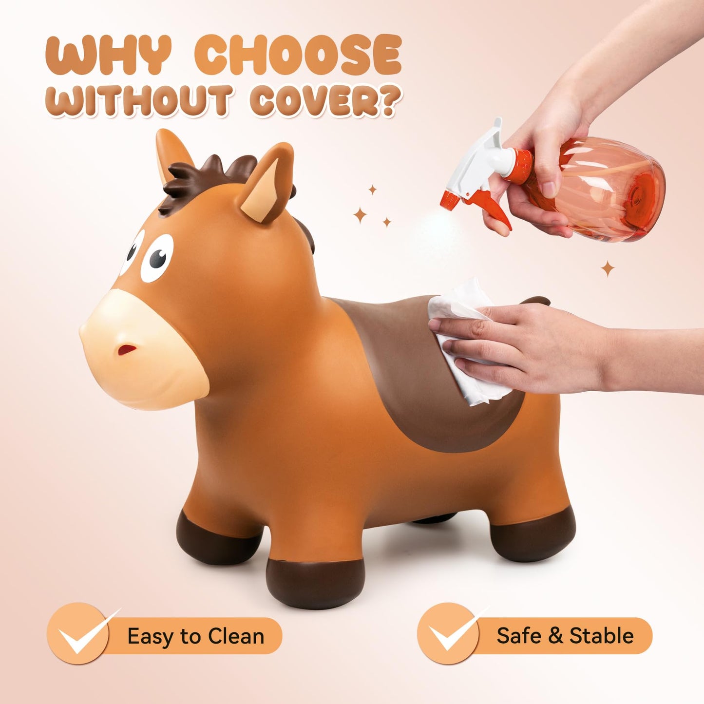 VangeBow Bouncy Horse for Toddlers 1-3 – Inflatable Ride-On Toy with Pump | Indoor & Outdoor Fun