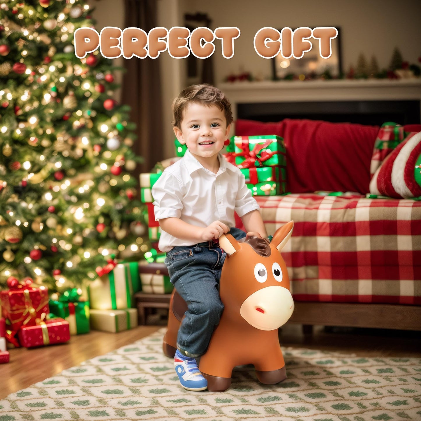 VangeBow Bouncy Horse for Toddlers 1-3 – Inflatable Ride-On Toy with Pump | Indoor & Outdoor Fun