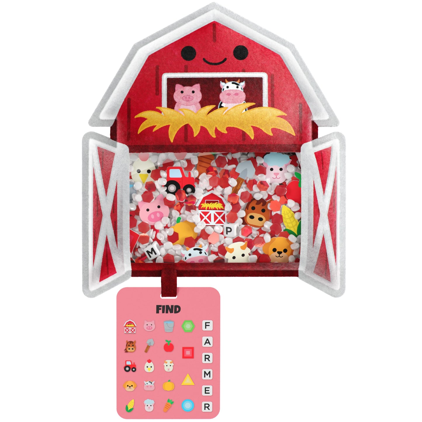 Vango BIZYBOO Ol' Red – Original Seek & Find Plush for Kids 2+ | Hidden Object Matching Game