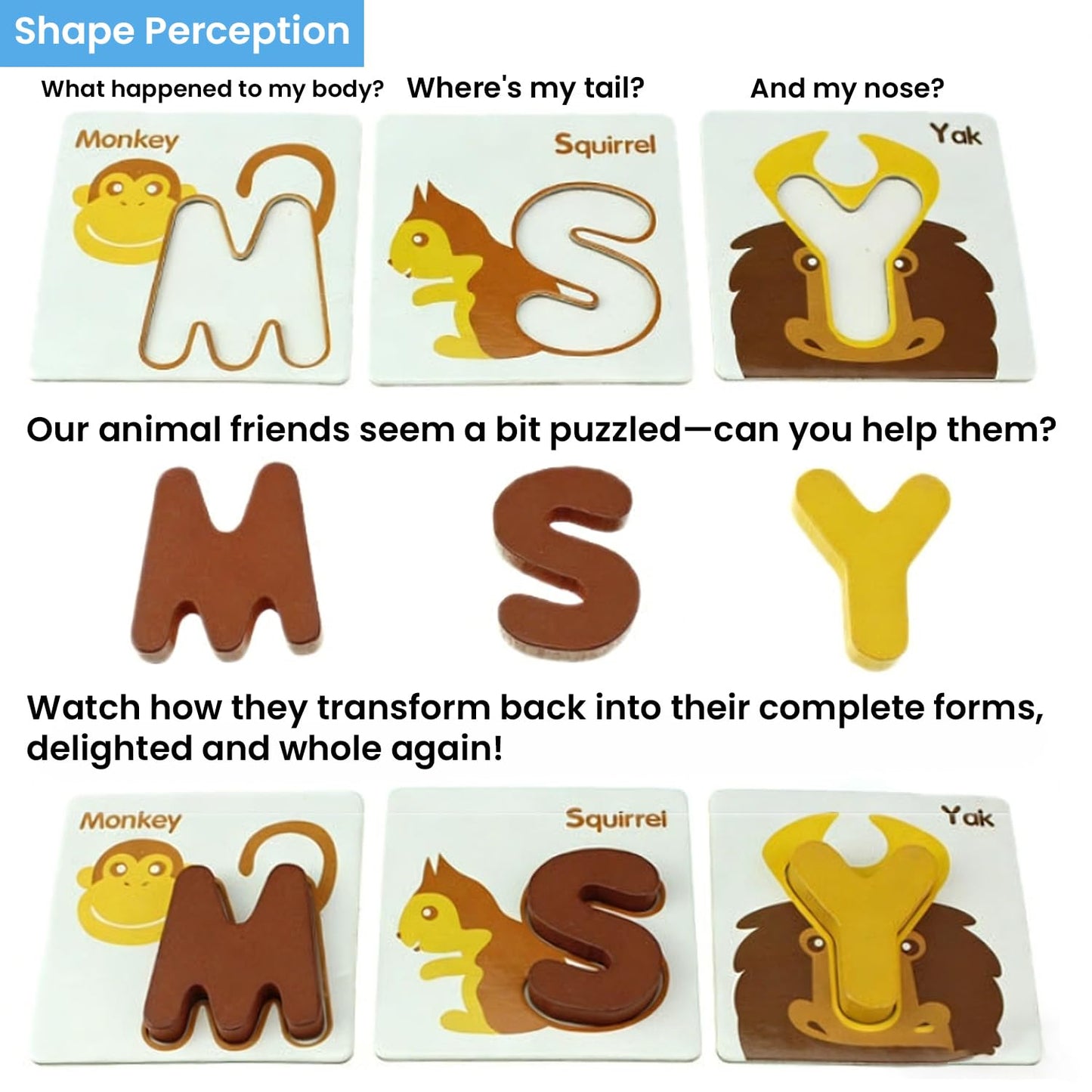 Vankcp 26 Pcs Wooden Letters & Flash Cards Set | Alphabet & Animal Color Recognition Montessori Toys
