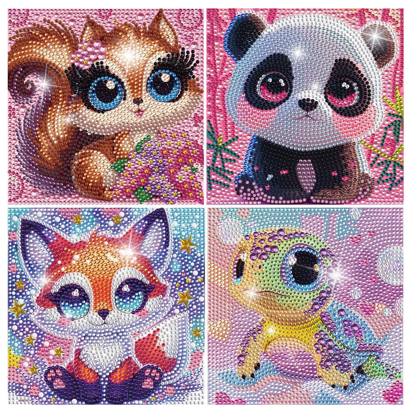VANKUTL 4-Pack Diamond Art Kits for Kids – Animal Cartoon 5D Diamond Painting (5.9x5.9 in)
